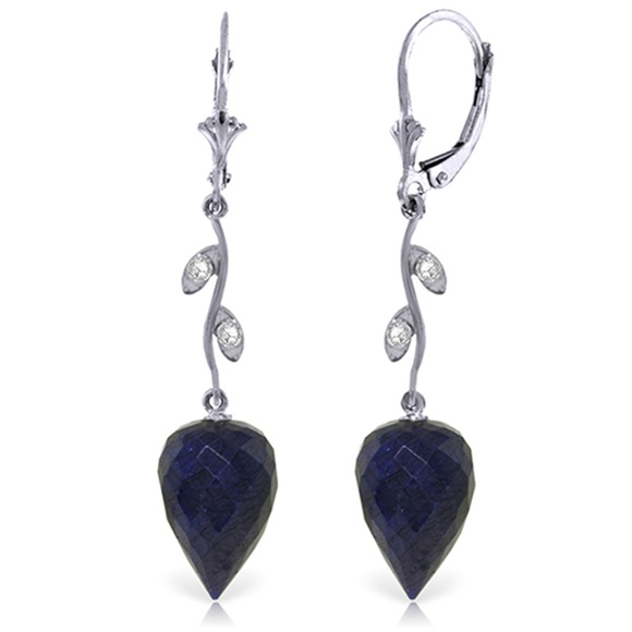 Galaxy Gold Products Jewelry - EARRING WITH DIAMONDS & DROP BRIOLETTE SAPPHIRES